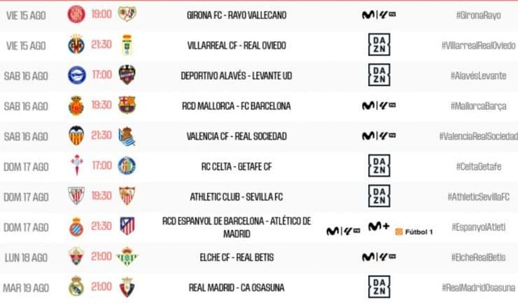 El Sevilla y el Betis ya conocen los horarios de la primera jornada de La Liga