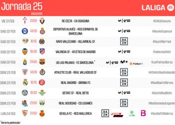Estos son los horarios de la jornada 25