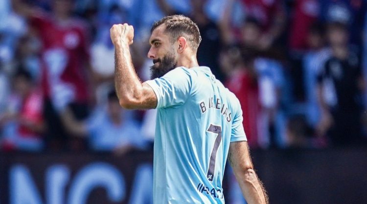 Borja Iglesias celebrando un gol anotado con el Celta de Vigo. | Imagen: X.