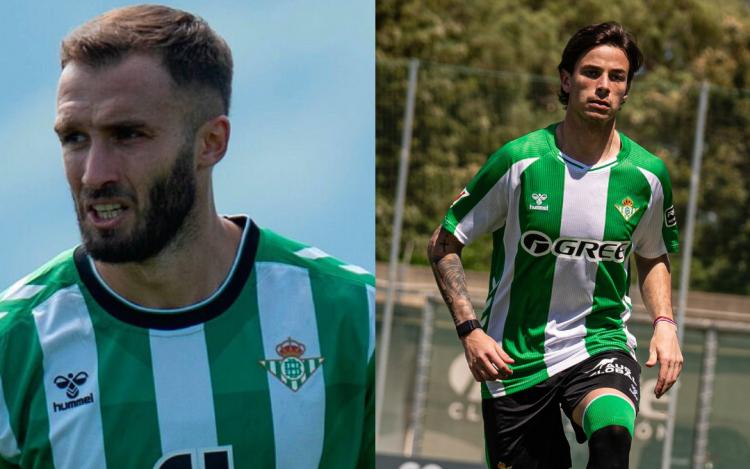 Germán Pezzella y Valentín Gómez con la equipación del Real Betis. | Imagen: Edit Luis Alfonso Fdez.