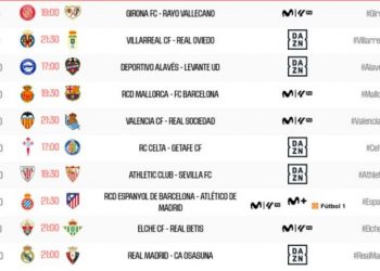 Primera jornada de La Liga donde aparecen los respectivos horarios del Sevilla FC y del Real Betis. | Imagen: Página web La Liga.