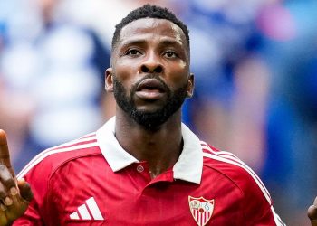 Iheanacho celebrando un gol anotado con el Sevilla FC. | Imagen: X.