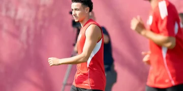 Rubén Vargas entrenando con el Sevilla. | Imagen: página web Sevilla FC.