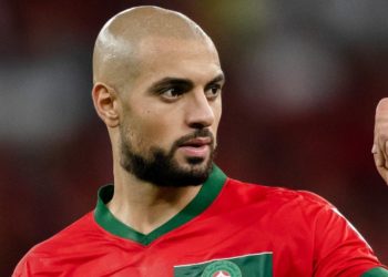 Amrabat, nuevo fichaje del Real Betis, vistiendo la camiseta de Marruecos. | Imagen: X.