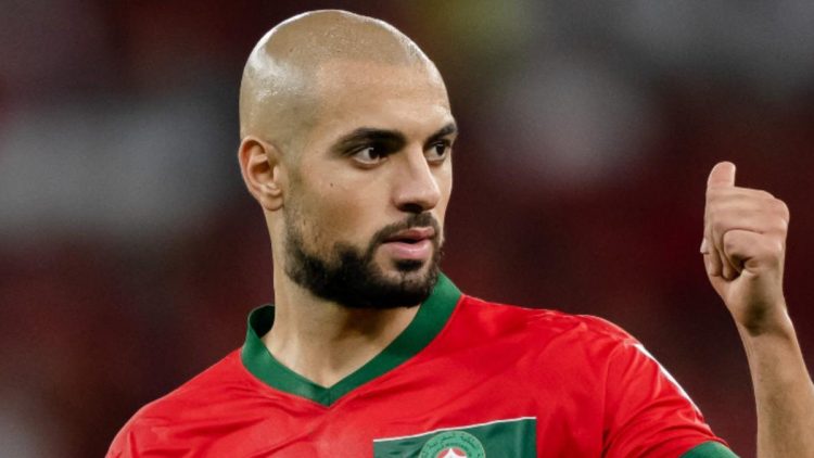 Amrabat, nuevo fichaje del Real Betis, vistiendo la camiseta de Marruecos. | Imagen: X.