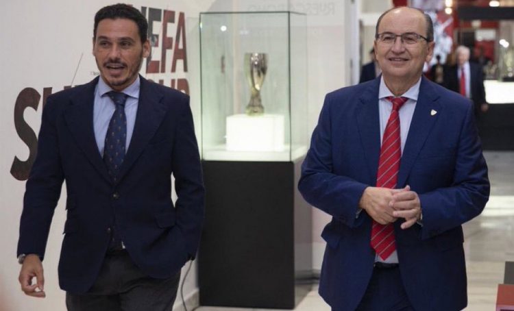 Del Nido Carrasco y José Castro, presidente y vicepresidente del Sevilla FC respectivamente. | Imagen: X.
