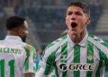 Sergi Altimira celebrando un gol con la camiseta del Betis. | Imagen: perfil de X @RealBetis.