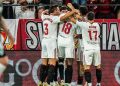 Jugadores del Sevilla celebrando uno de los goles marcados ante el Elche. | Imagen: X.