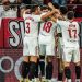 Jugadores del Sevilla celebrando uno de los goles marcados ante el Elche. | Imagen: X.