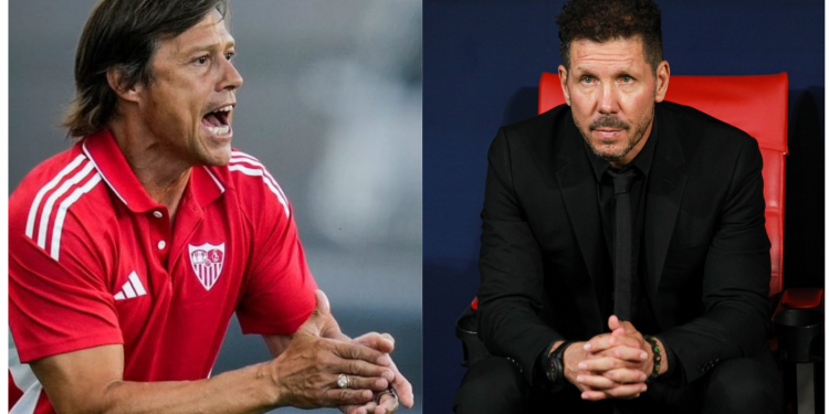 Matías Almeyda, entrenador del Sevilla FC, y Diego Pablo Simeone, entrenador del Atlético de Madrid.| Imagen: Edit Luis Alfonso Fernández.