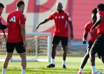 Jugadores del Sevilla durante una sesión de entrenamiento. | Imagen: página web Sevilla FC.