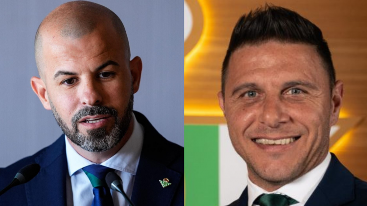 A la izquierda, Manu Fajardo, director deportivo del Real Betis, y a la derecha, Joaquín Sánchez, consejero del club. | Imagen: Edit Luis Alfonso Fdez.