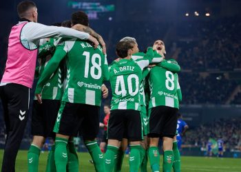 Jugadores del Betis celebrando un gol. | Imagen: perfil de X @RealBetis.