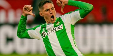 Sergi Altimira celebrando el gol que anotó en el último derbi ante el Sevilla. | Imagen: X.