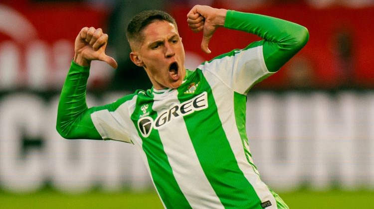 Sergi Altimira celebrando el gol que anotó en el último derbi ante el Sevilla. | Imagen: X.