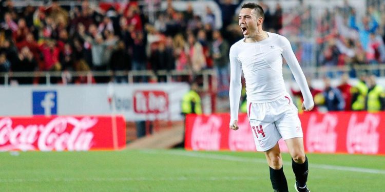 Iago Aspas celebrando un gol anotado con el Sevilla. | Imagen: X.