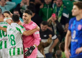 Jugadores del Betis celebrando un gol ante el Atlético de Madrid. | Imagen: X.