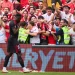 Akor Adams celebrando el gol anotado en el Rayo Vallecano - Sevilla FC. | Imagen: página web Sevilla FC.