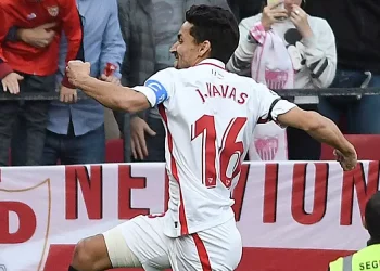 Jesús Navas celebrando un gol anotado con la camiseta del Sevilla. | Imagen: página web Sevilla FC.