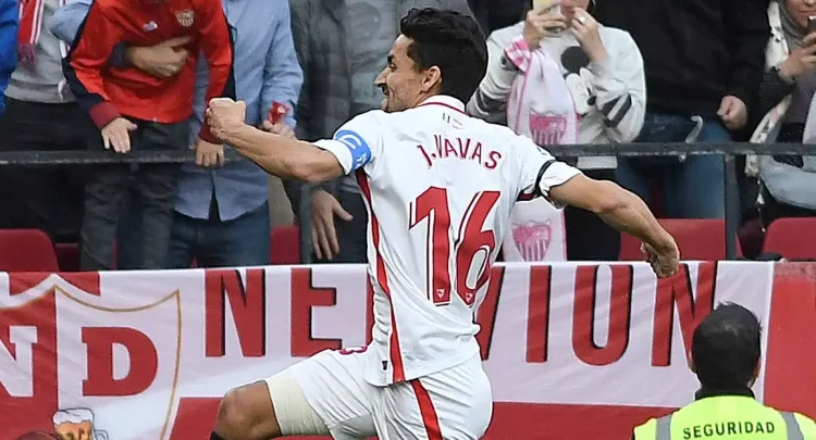 Jesús Navas celebrando un gol anotado con la camiseta del Sevilla. | Imagen: página web Sevilla FC.